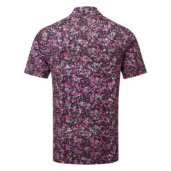 Under Armour Playoff 3.0 Floral Speckle Stripe Golf Polo Shirt -FootJ Golf Club Shop Under Armour SS23 Playoff 3.0 Floral Speckle Polo Shirt 1378677 002 SHUND325 S Black Rebel Pink Black Back