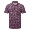 Under Armour Playoff 3.0 Floral Speckle Stripe Golf Polo Shirt -FootJ Golf Club Shop Under Armour SS23 Playoff 3.0 Floral Speckle Polo Shirt 1378677 002 SHUND325 S Black Rebel Pink Black Front