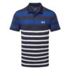 Under Armour Playoff 3.0 Rugby YD Golf Polo Shirt -FootJ Golf Club Shop Under Armour SS23 Playoff 3.0 Rugby YD Stripe Polo Shirt 1378676 411 SHUND320 S Midnight Navy Blue Mirage White Front