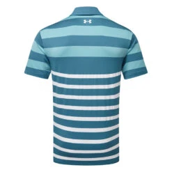 Under Armour Playoff 3.0 Rugby YD Golf Polo Shirt -FootJ Golf Club Shop Under Armour SS23 Playoff 3.0 Rugby YD Stripe Polo Shirt 1378676 414 SHUND321 S Static Blue Still Water White Back