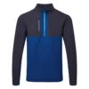 Under Armour Storm Daytona 1/2 Zip Golf Sweater -FootJ Golf Club Shop Under Armour SS23 Storm Daytona Half Zip Wind Top 1373409 410 SWUND205 S Midnight Navy Blue Mirage Reflective Front