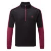 Adidas Colour Block 1/4 Zip Golf Sweater -FootJ Golf Club Shop adidas SS22 Colour Block 1 4 Zip Golf Sweater HE5451 Black Legacy Burgundy Front